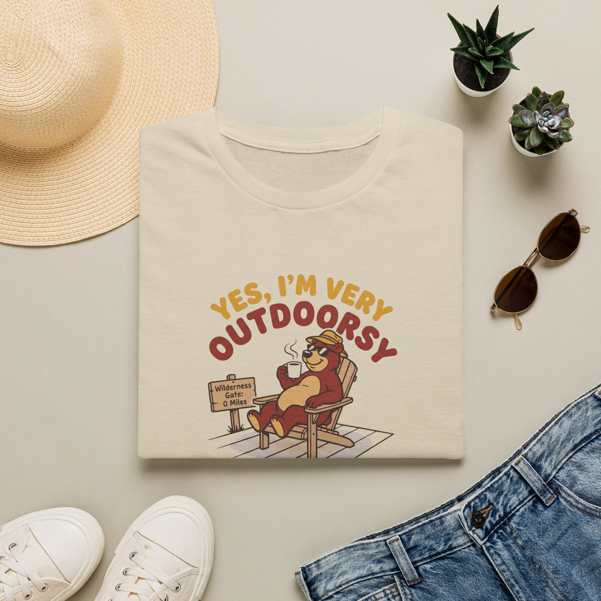 I am outdoorsy bear – Adventure Graphic Cartoon Art T-Shirt