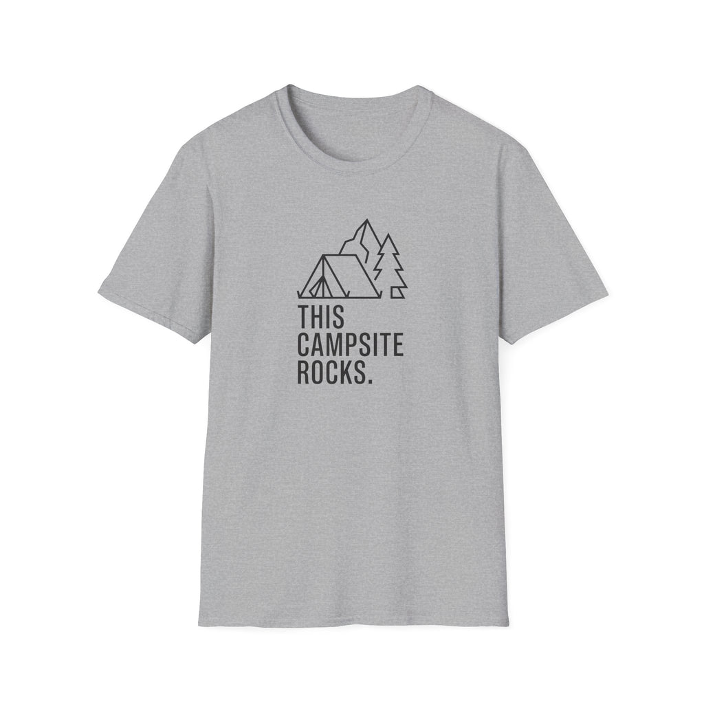 This camp site rocks – Adventure Graphic Line Art T-Shirt
