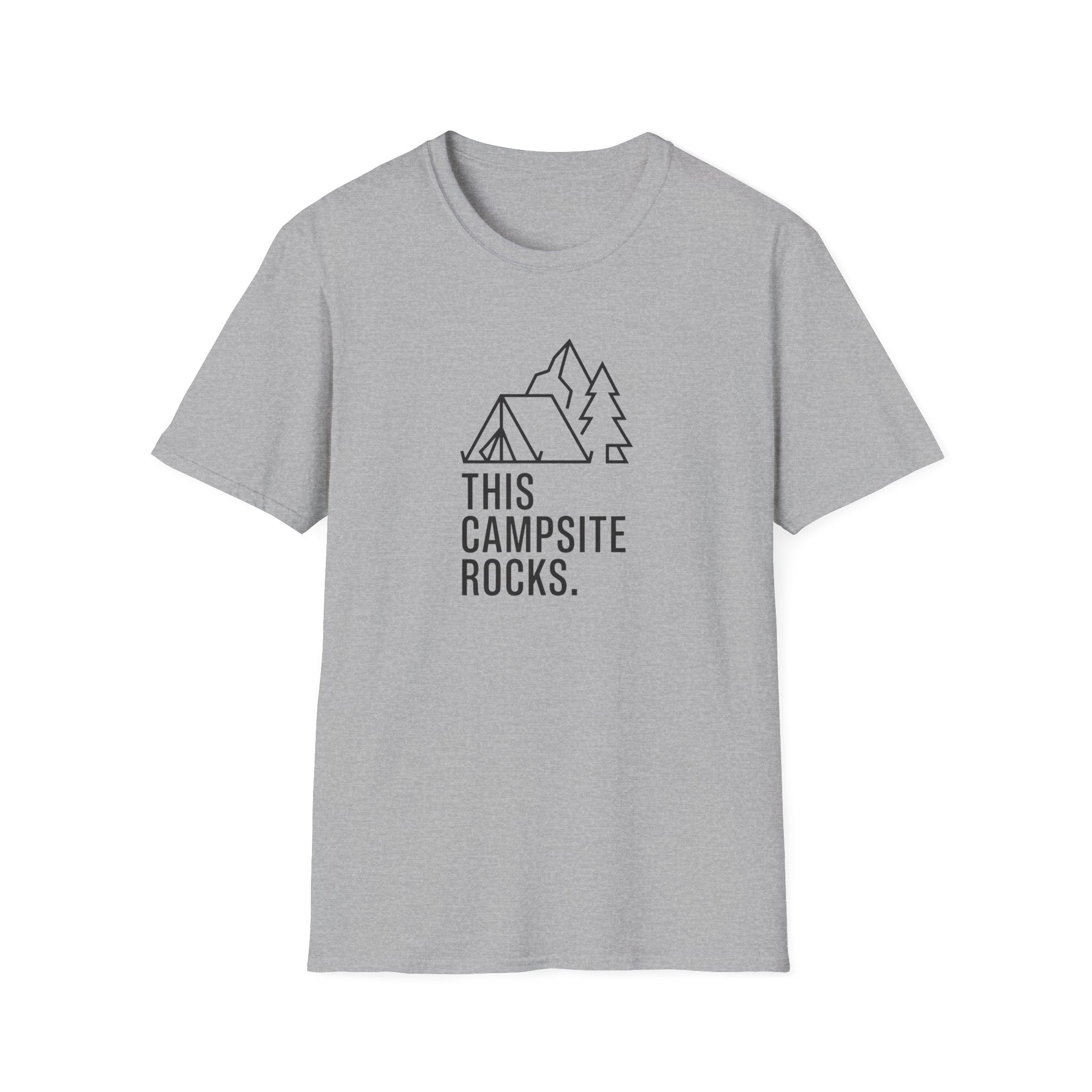 This camp site rocks – Adventure Graphic Line Art T-Shirt