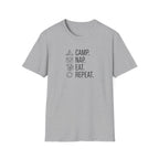 Camp nap eat repeat koala – Adventure Graphic Line Art T-Shirt