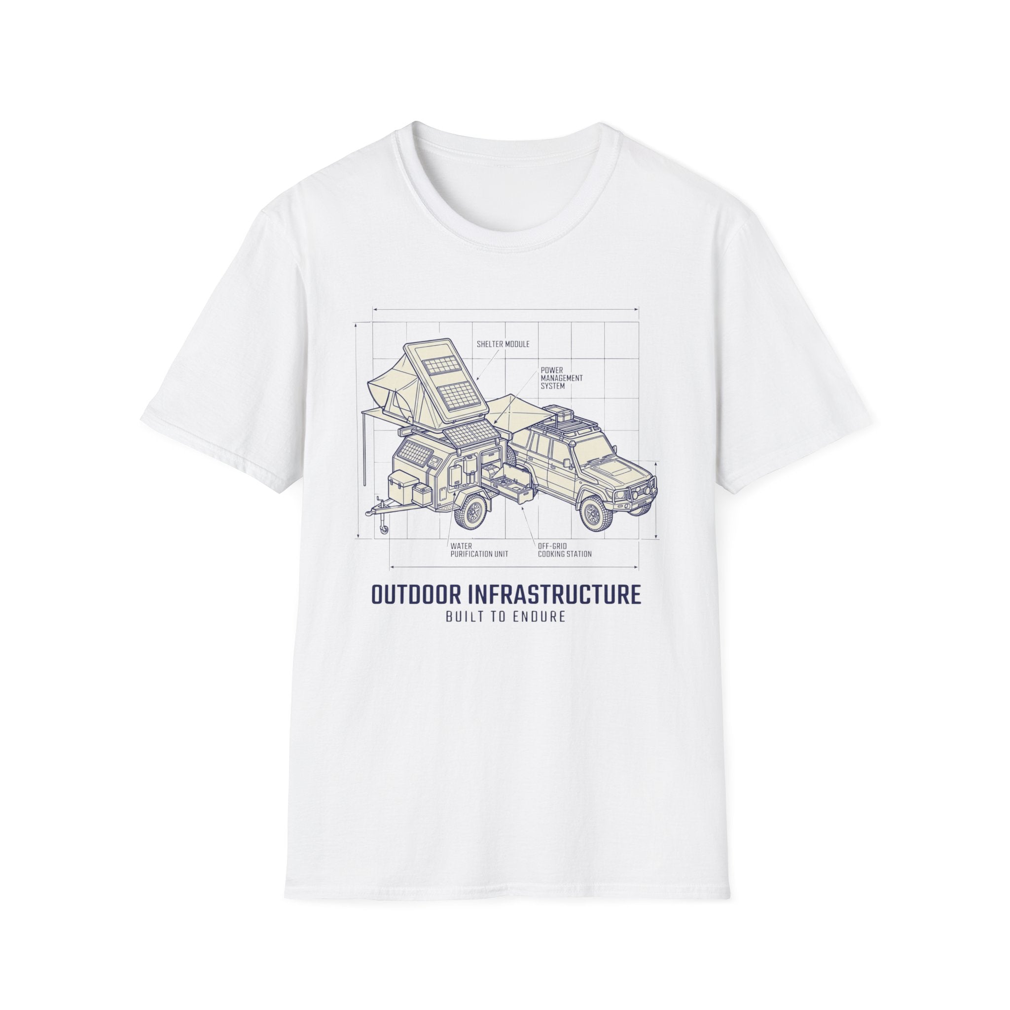 Outdoor infrastructure trailer – Adventure Graphic Blue Print T-Shirt