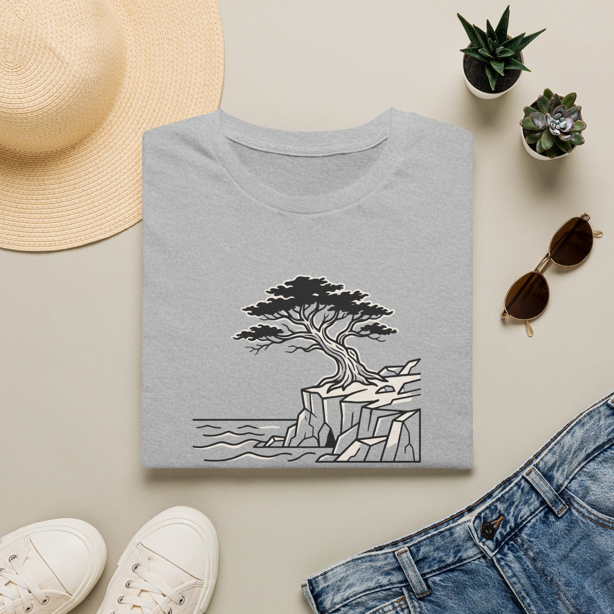Oceans edge coastal life – Adventure Graphic Line Art T-Shirt