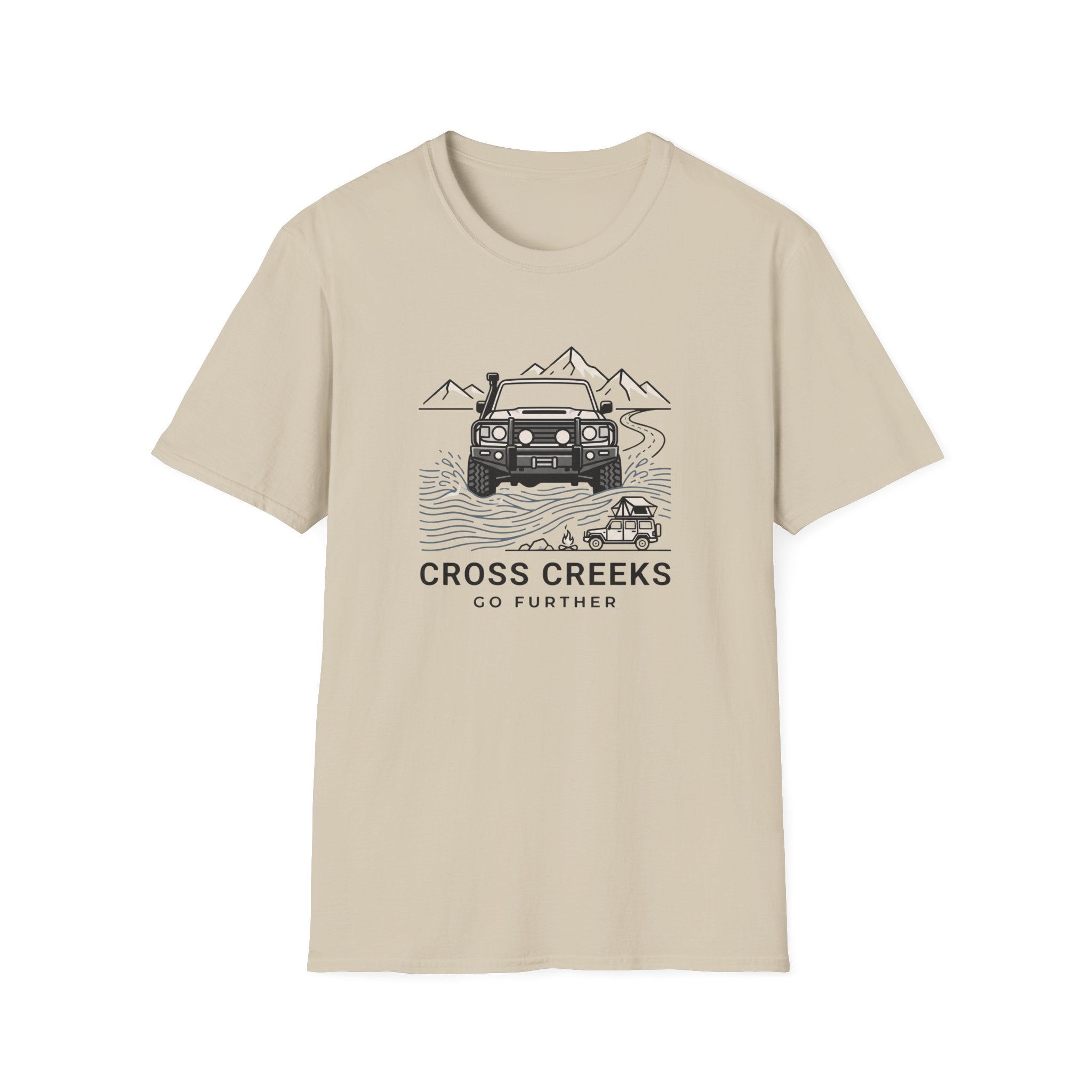Cross creeks go further – Adventure Graphic Line Art T-Shirt