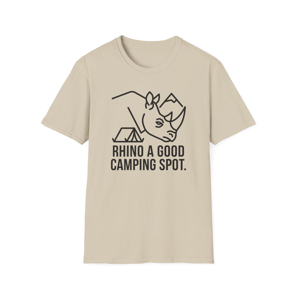Rhino a good camping spot – Adventure Graphic Line Art T-Shirt
