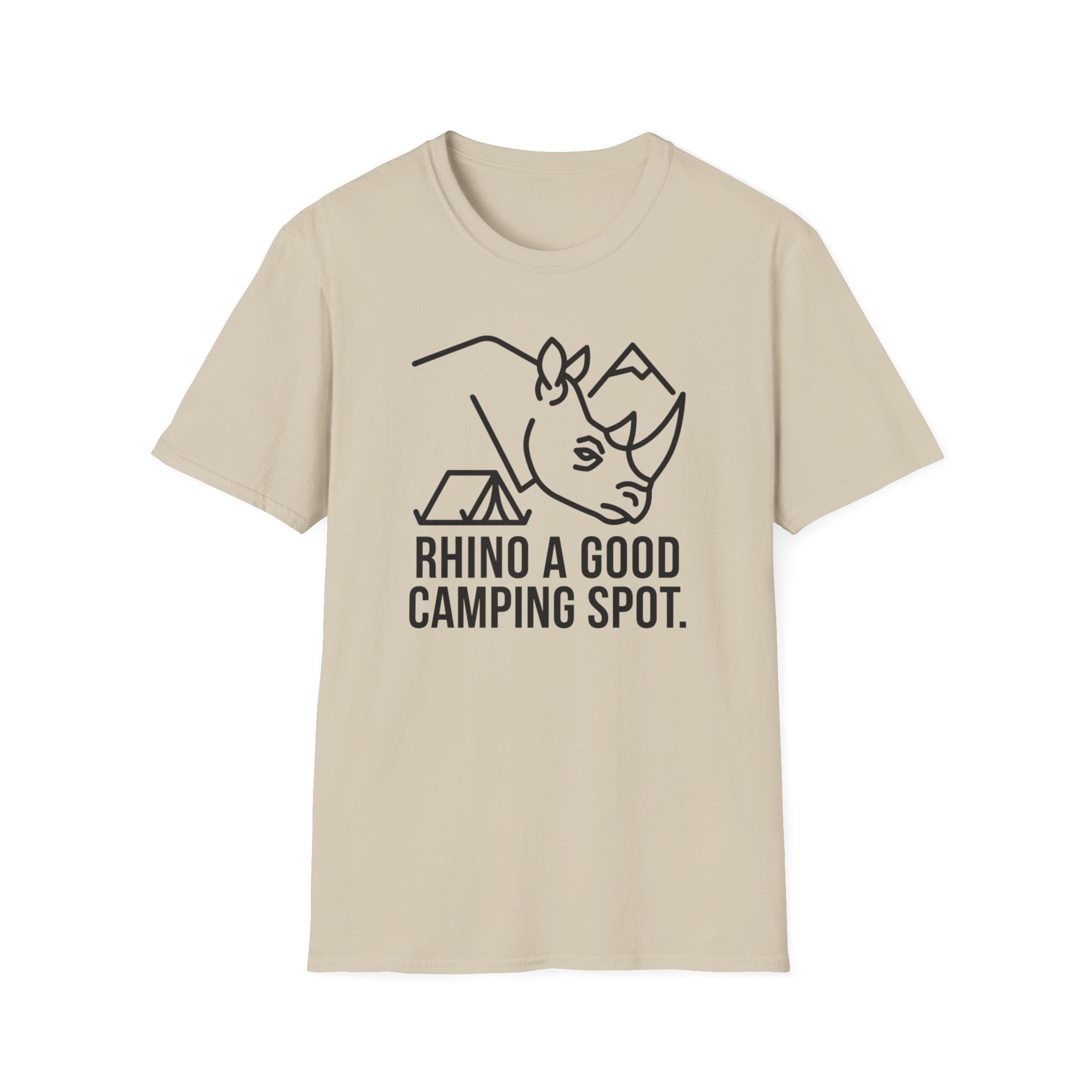 Rhino a good camping spot – Adventure Graphic Line Art T-Shirt