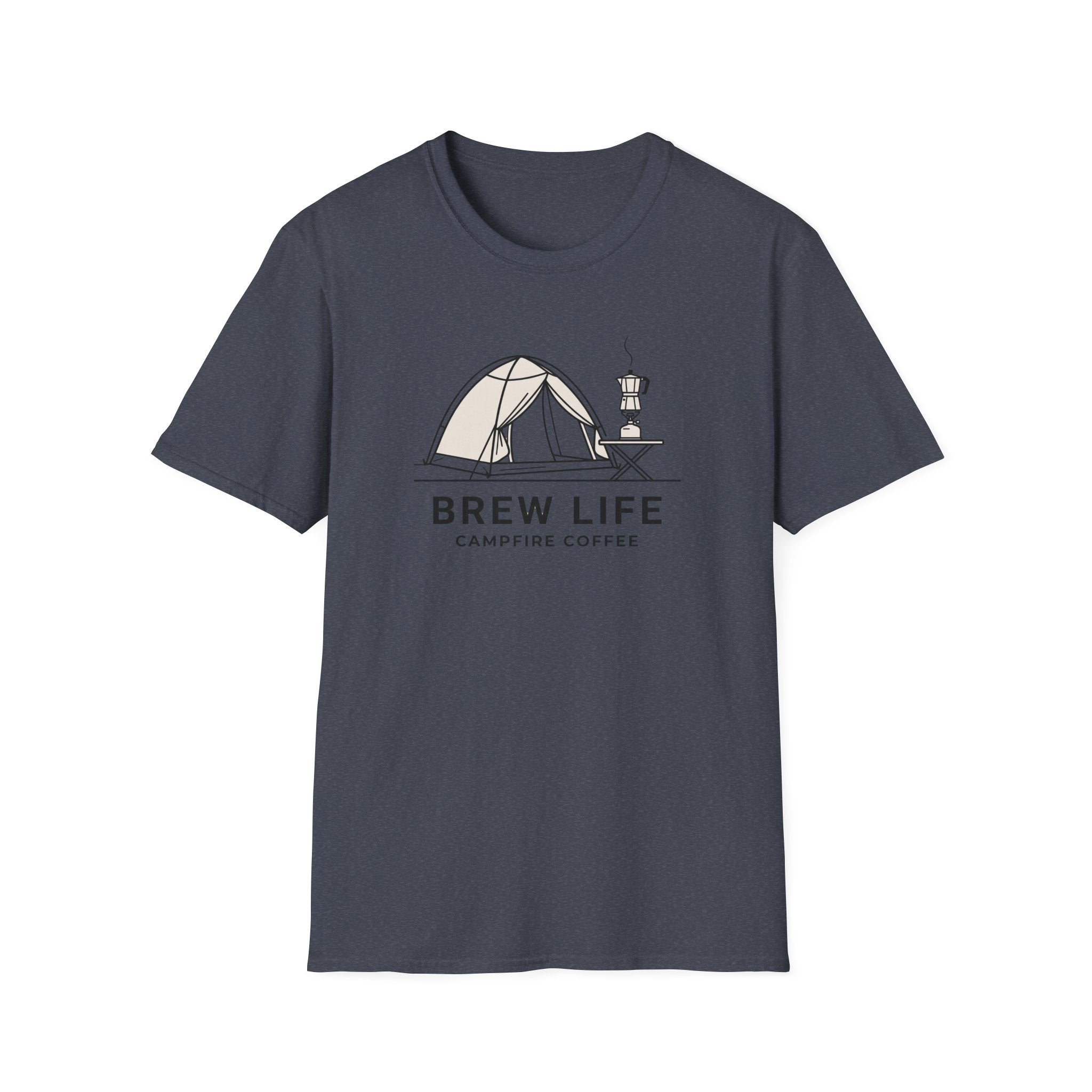 Brew life campfire coffee – Adventure Graphic Line Art T-Shirt