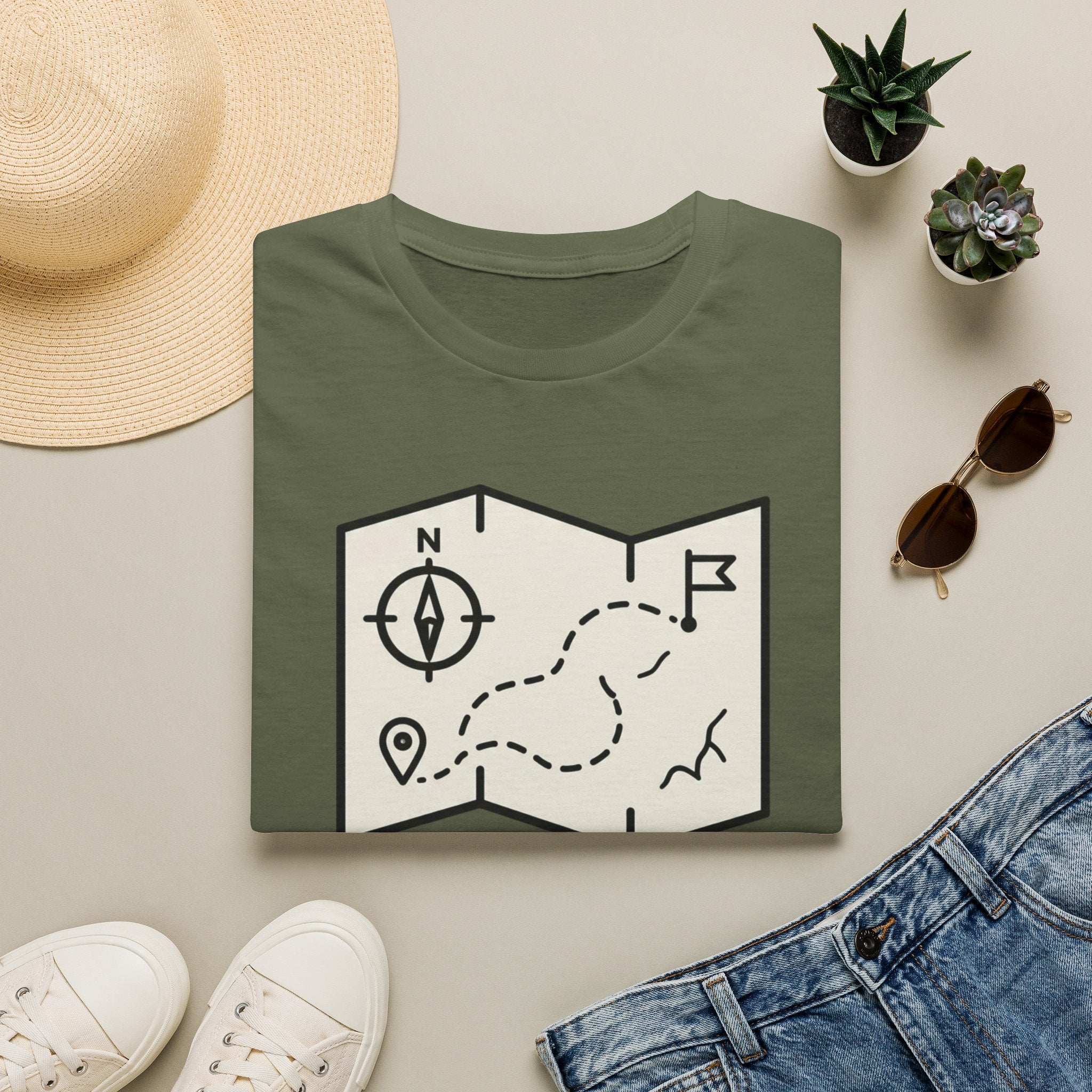 Not lost exploring – Adventure Graphic Line Art T-Shirt