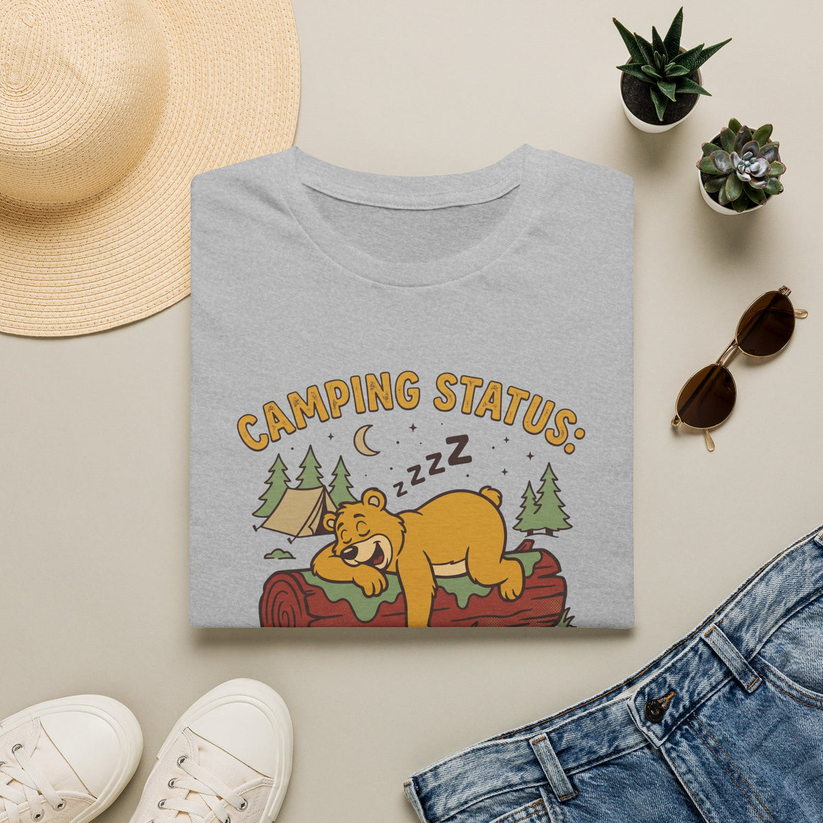 I slept like a log bear – Adventure Graphic Cartoon Art T-Shirt