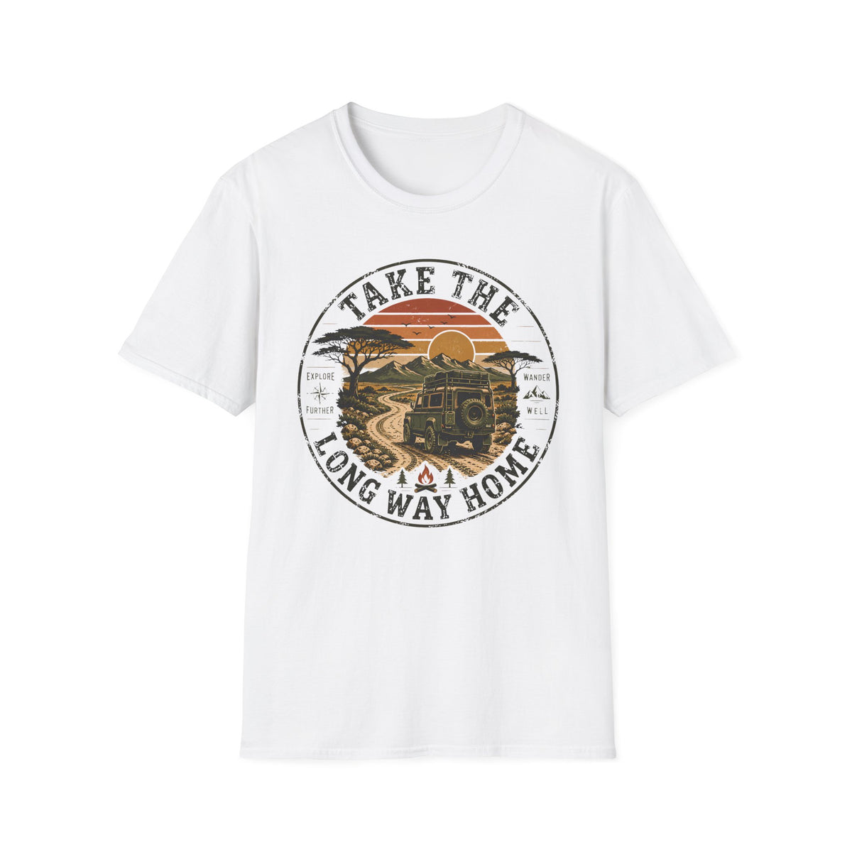 Take the long way – Adventure Graphic Badge T-Shirt