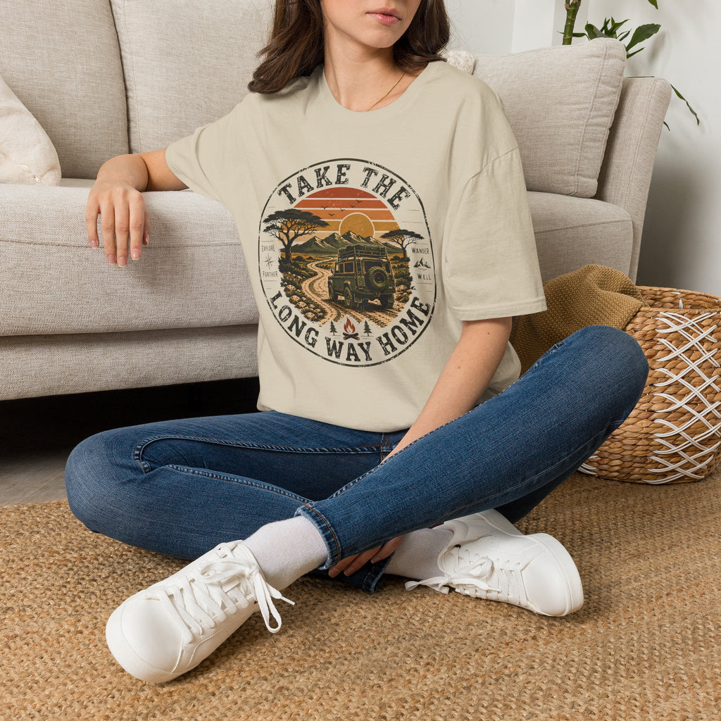 Take the long way – Adventure Graphic Badge T-Shirt
