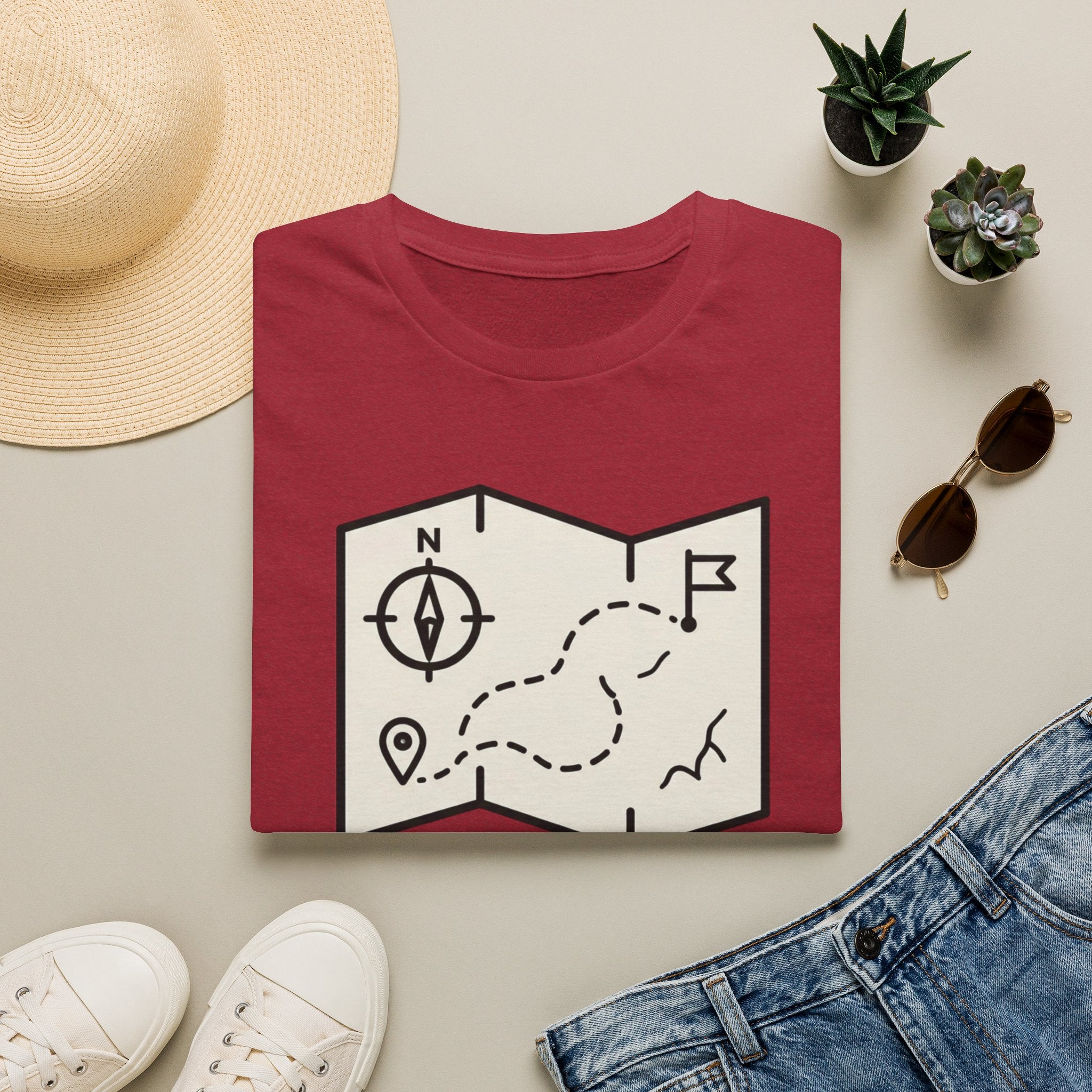 Not lost exploring – Adventure Graphic Line Art T-Shirt