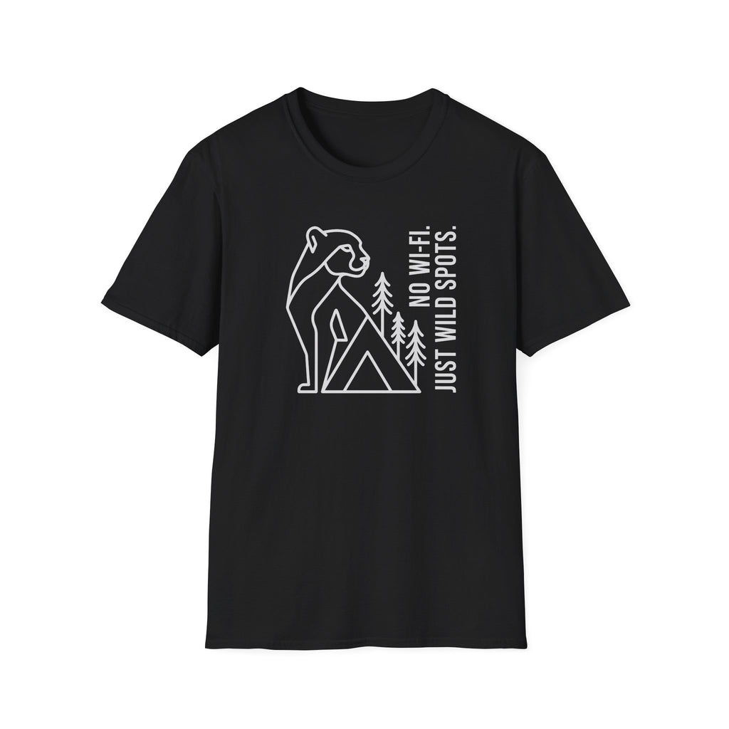 No wifi just wild spots tent – Adventure Graphic Line Art T-Shirt