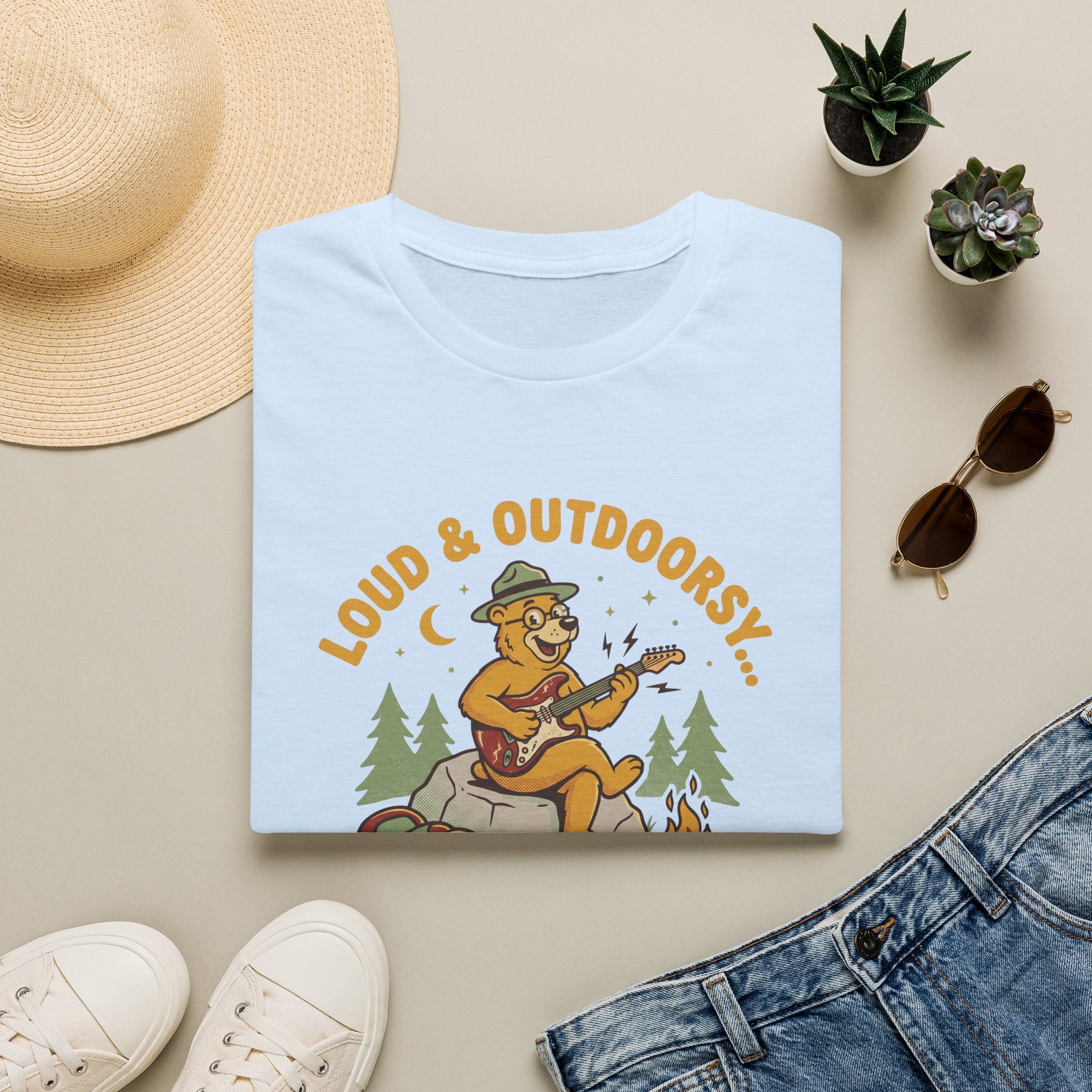 Loud and outdoorsy bear – Adventure Graphic Cartoon Art T-Shirt