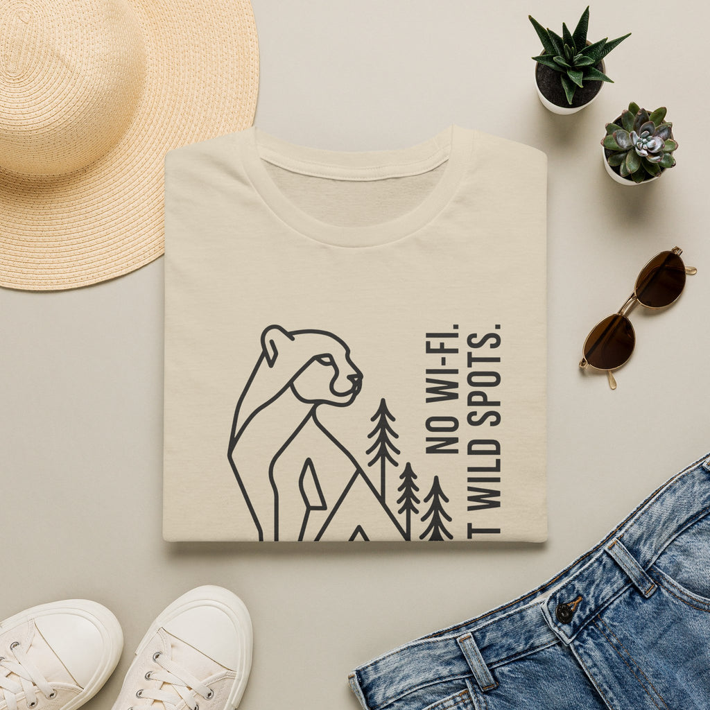 No wifi just wild spots tent – Adventure Graphic Line Art T-Shirt