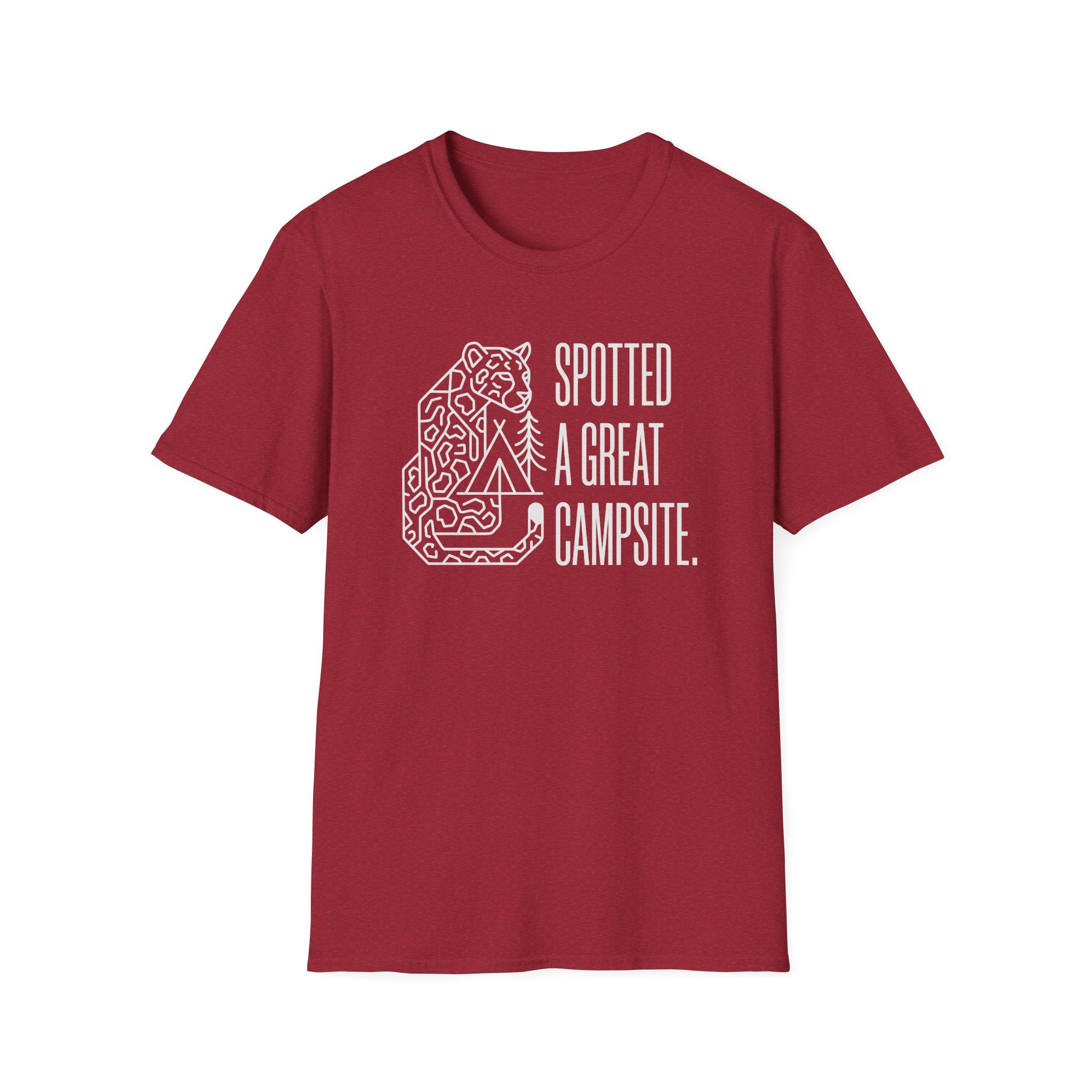 Spotted a great camp site leopard – Adventure Graphic Line Art T-Shirt