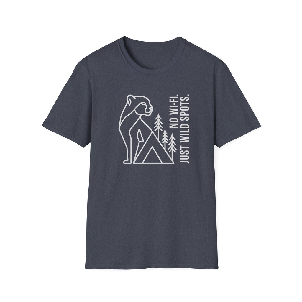 No wifi just wild spots tent – Adventure Graphic Line Art T-Shirt