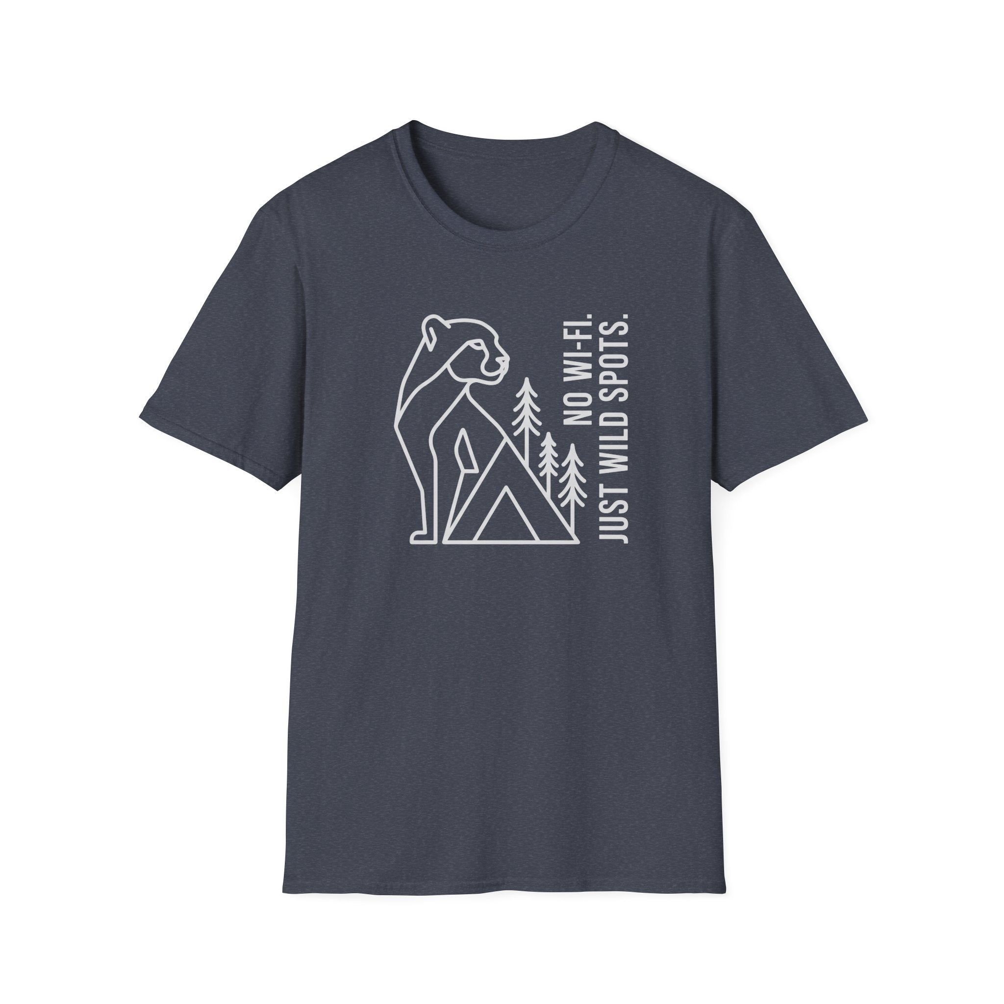 No wifi just wild spots tent – Adventure Graphic Line Art T-Shirt
