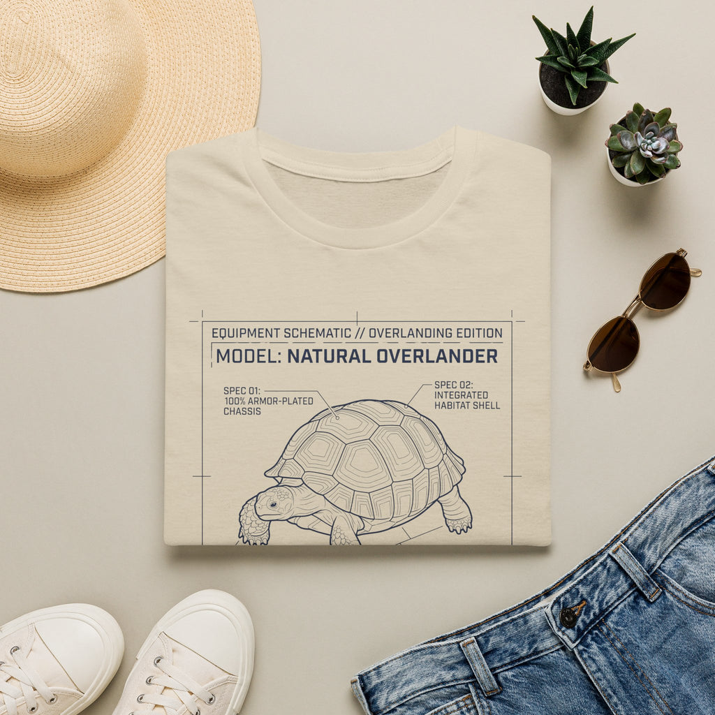 Natural overlander tortoise – Adventure Graphic Blue Print Art T-Shirt