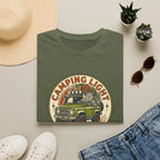 Camping light was never an option – Adventure Graphic Badge Art T-Shirt
