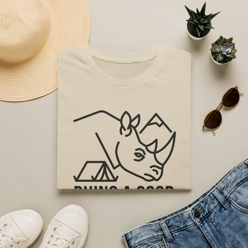Rhino a good camping spot – Adventure Graphic Line Art T-Shirt