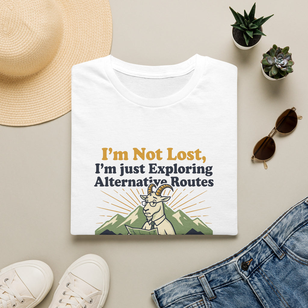 I am not lost Dad goat – Adventure Graphic Badge Art T-Shirt