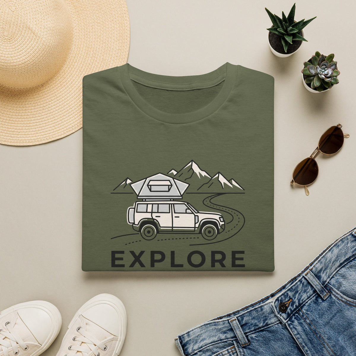 Explore the unknown find your path – Adventure Graphic Line Art T-Shirt