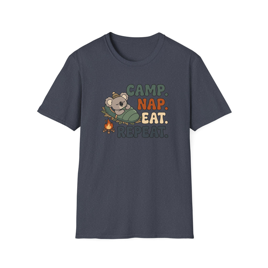 Camp nap eat repeat koala – Adventure Graphic Cartoon Art T-Shirt