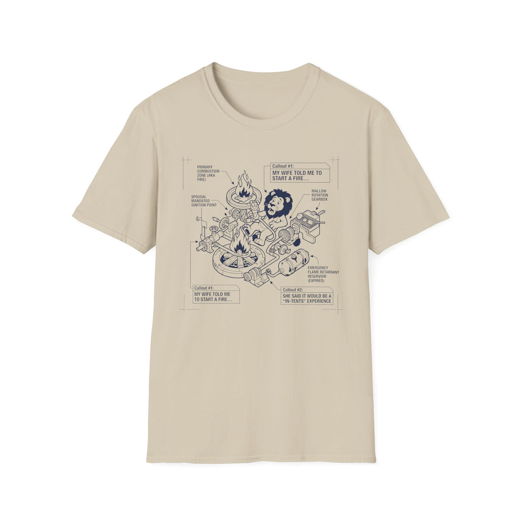 Start a fire lion – Adventure Graphic Blue Print Art T-Shirt