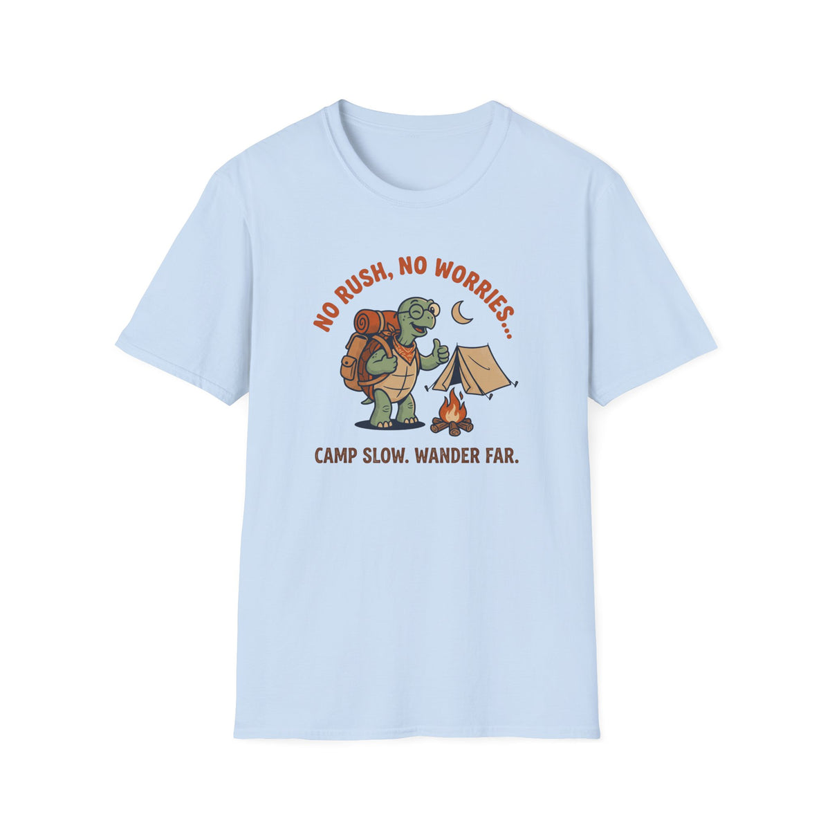 Camp slow wander far tortoise – Adventure Graphic Cartoon Art T-Shirt