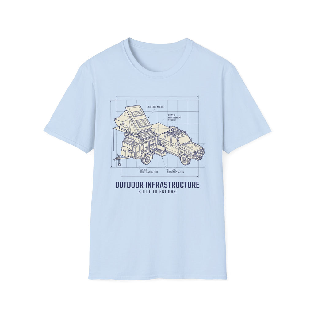 Outdoor infrastructure trailer – Adventure Graphic Blue Print T-Shirt