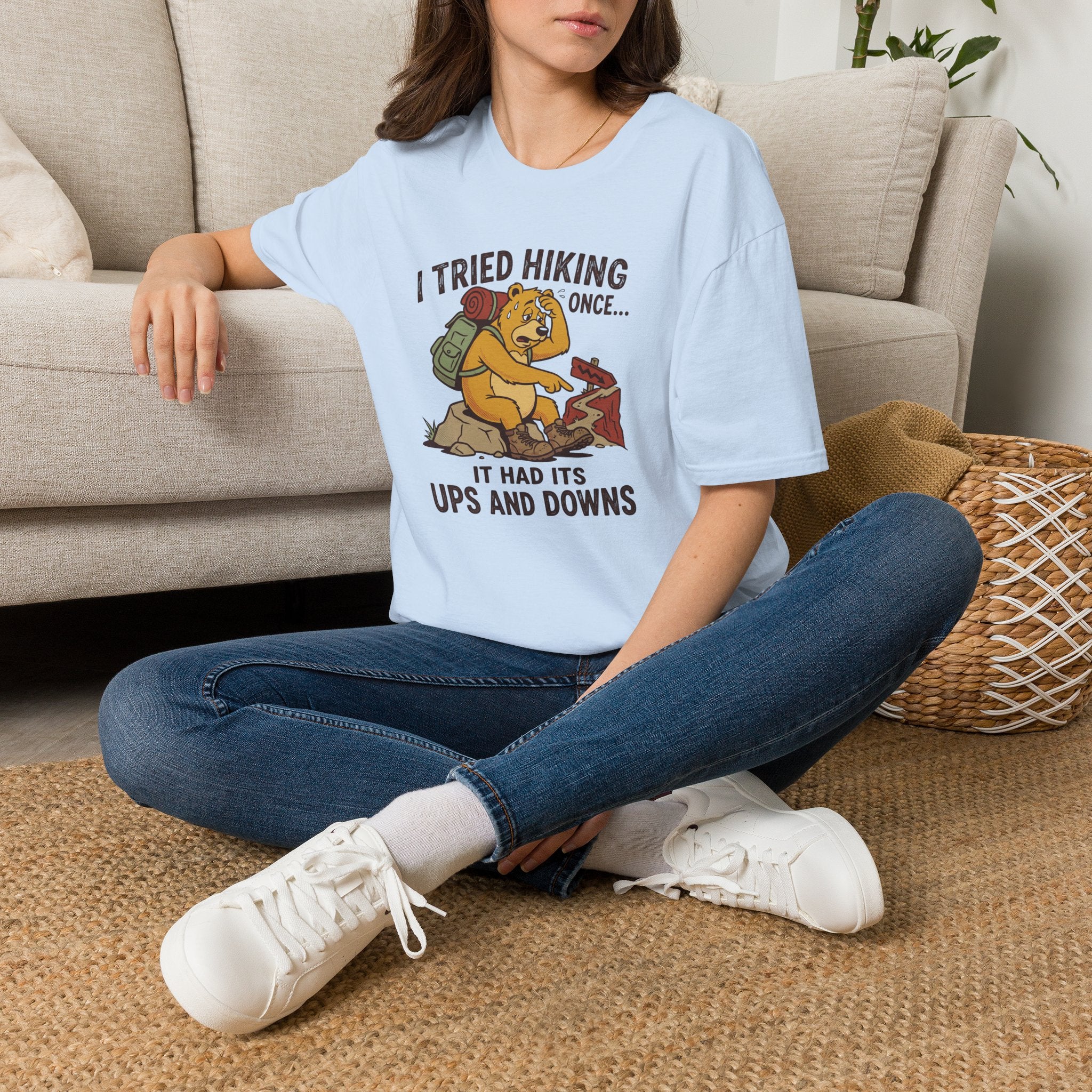 Hiking ups and downs bear – Adventure Graphic Cartoon Art T-Shirt