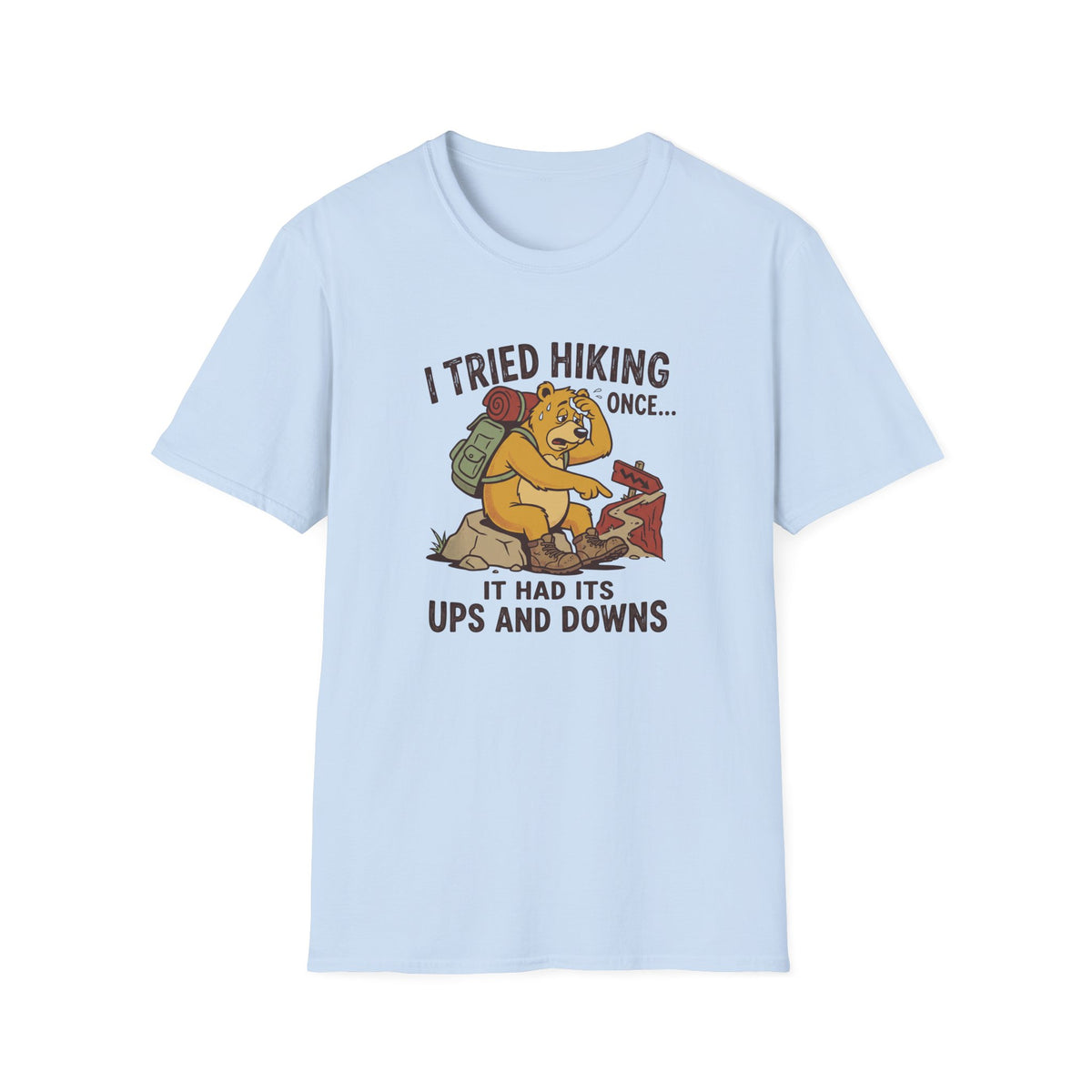 Hiking ups and downs bear – Adventure Graphic Cartoon Art T-Shirt