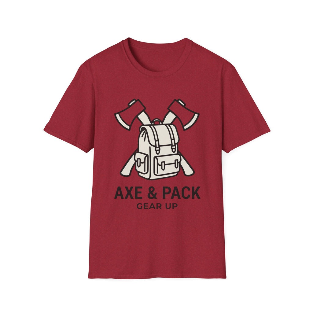 Axe and pack gear up – Adventure Graphic Line Art T-Shirt