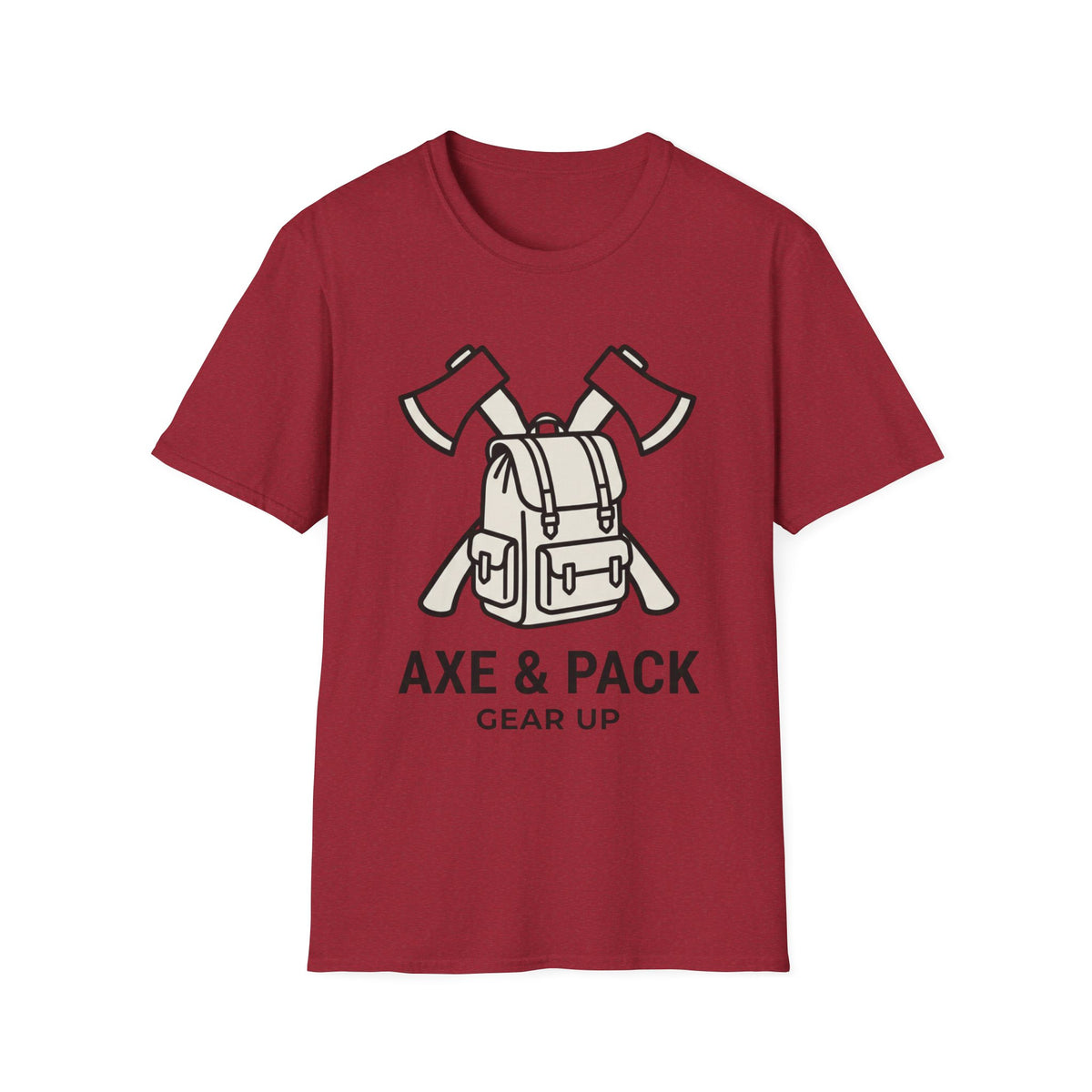 Axe and pack gear up – Adventure Graphic Line Art T-Shirt
