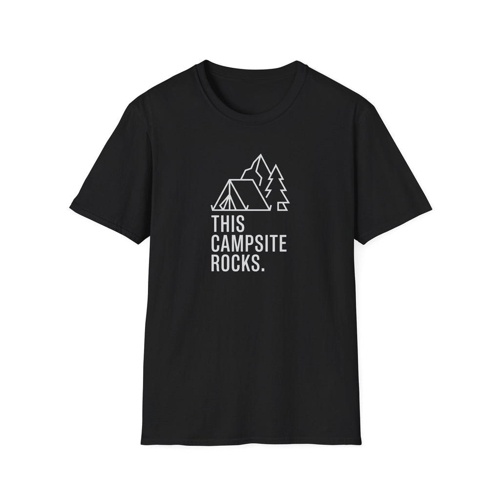 This camp site rocks – Adventure Graphic Line Art T-Shirt