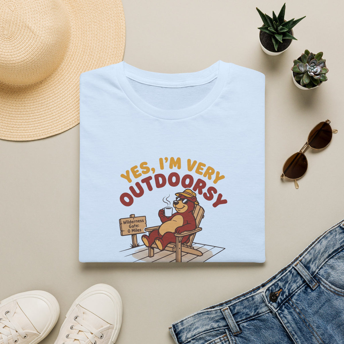 I am outdoorsy bear – Adventure Graphic Cartoon Art T-Shirt