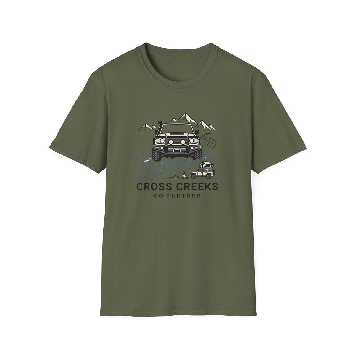 Cross creeks go further – Adventure Graphic Line Art T-Shirt