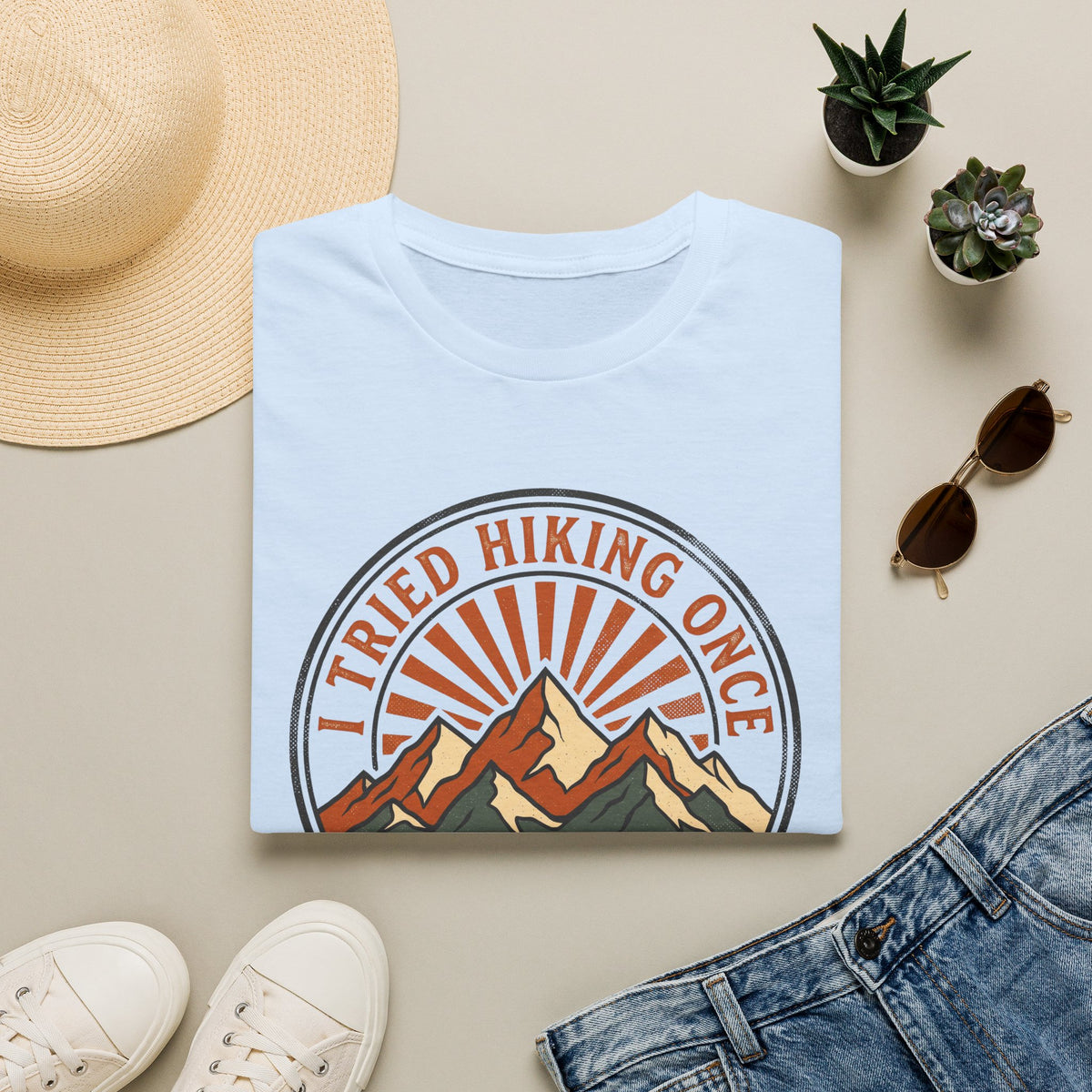 I tried hiking once – Adventure Graphic Badge T-Shirt