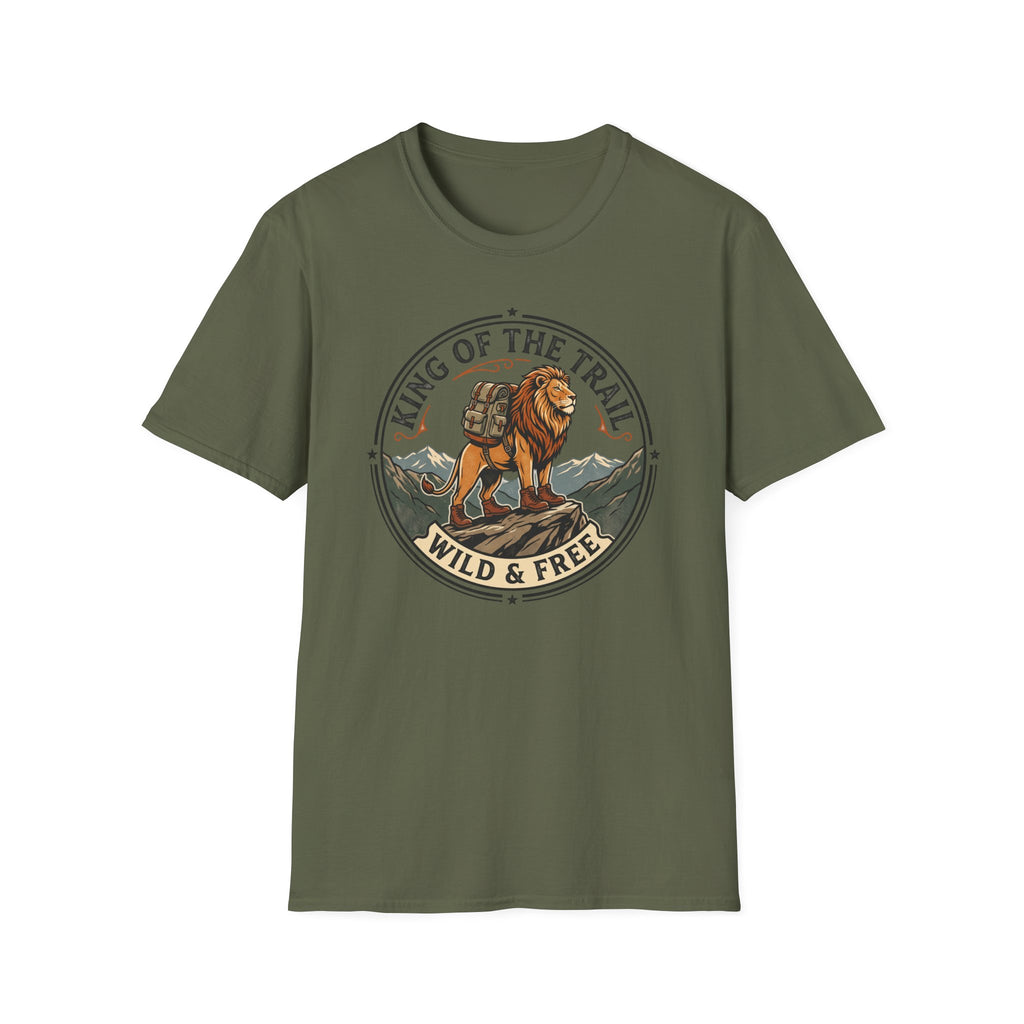 King of the trail lion - – Adventure Graphic Badge Art T-Shirt