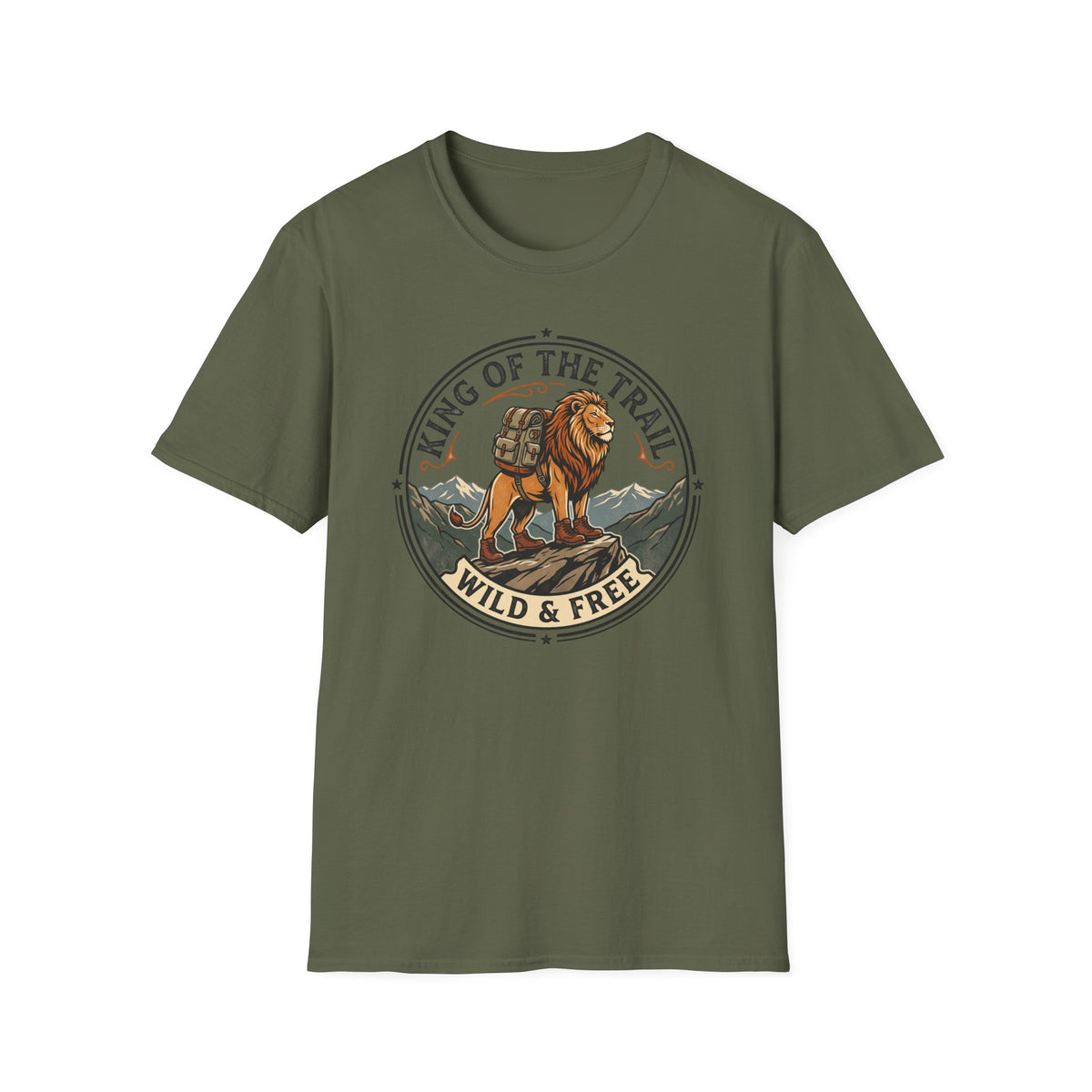 King of the trail lion - – Adventure Graphic Badge Art T-Shirt