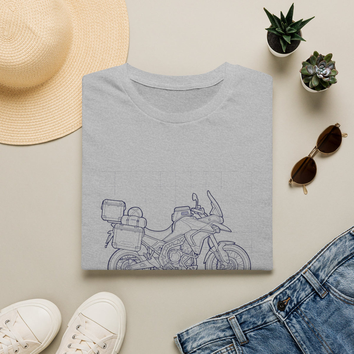 Outdoor infrastructure bike - – Adventure Graphic Blue Print T-Shirt