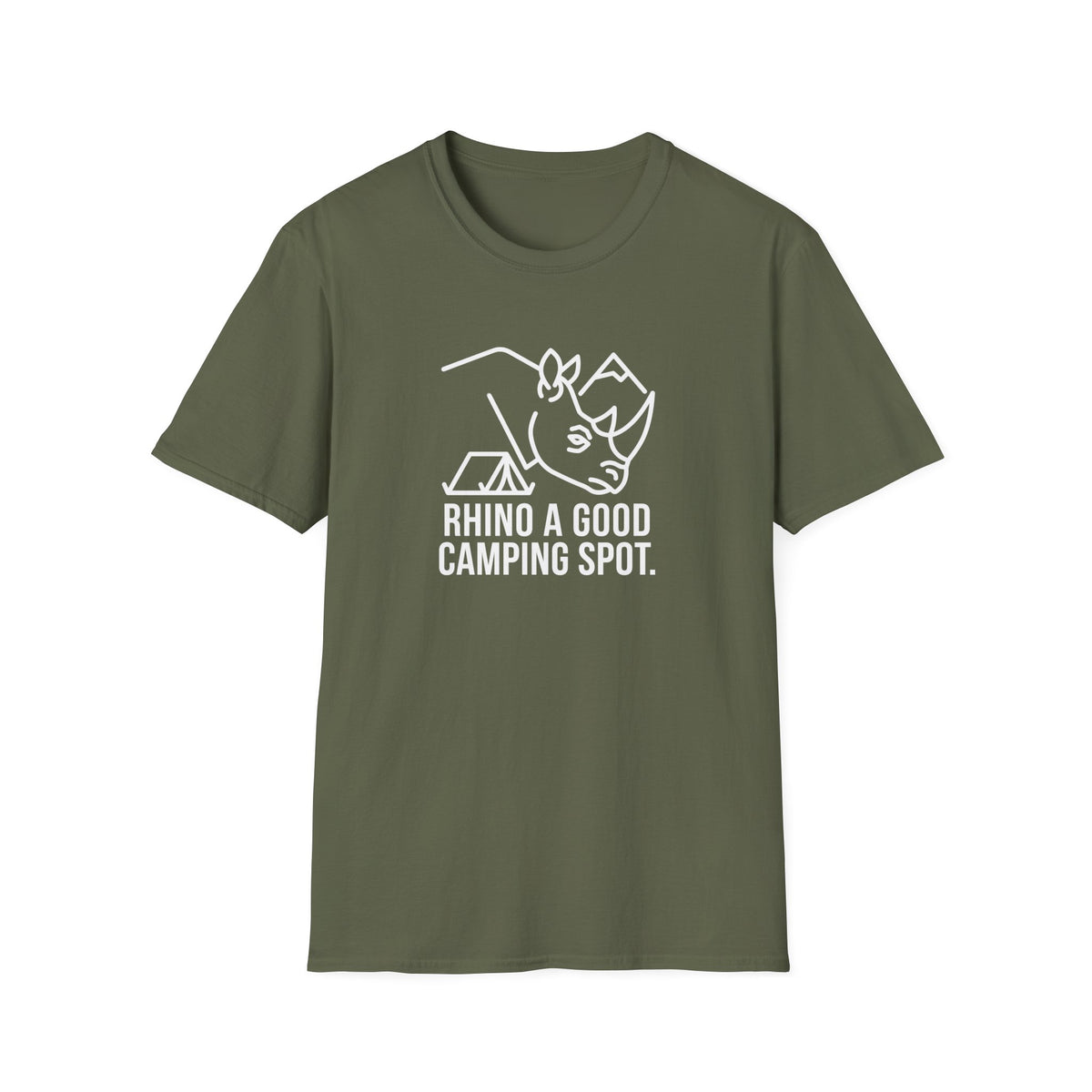 Rhino a good camping spot – Adventure Graphic Line Art T-Shirt