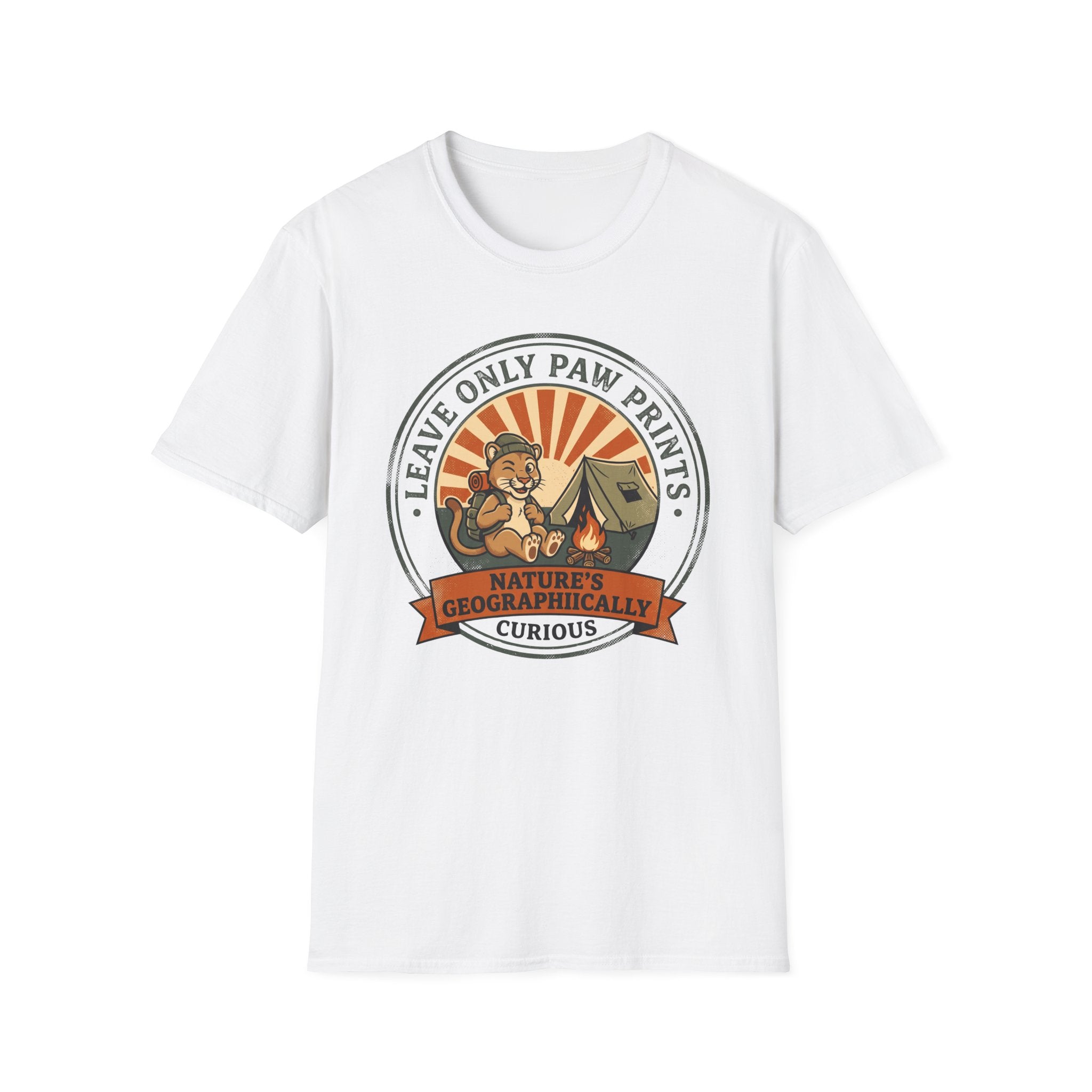 Leave only paw prints cougar – Adventure Graphic Cartoon Art T-Shirt