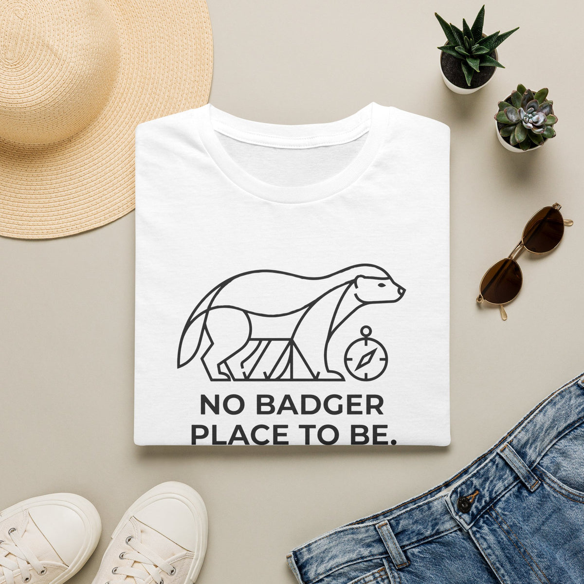 No badger place to be – Adventure Graphic Line Art T-Shirt