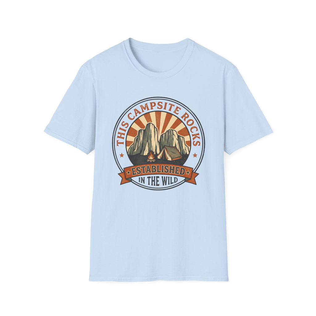This camp site rocks – Adventure Graphic Badge Art T-Shirt