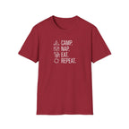 Camp nap eat repeat koala – Adventure Graphic Line Art T-Shirt