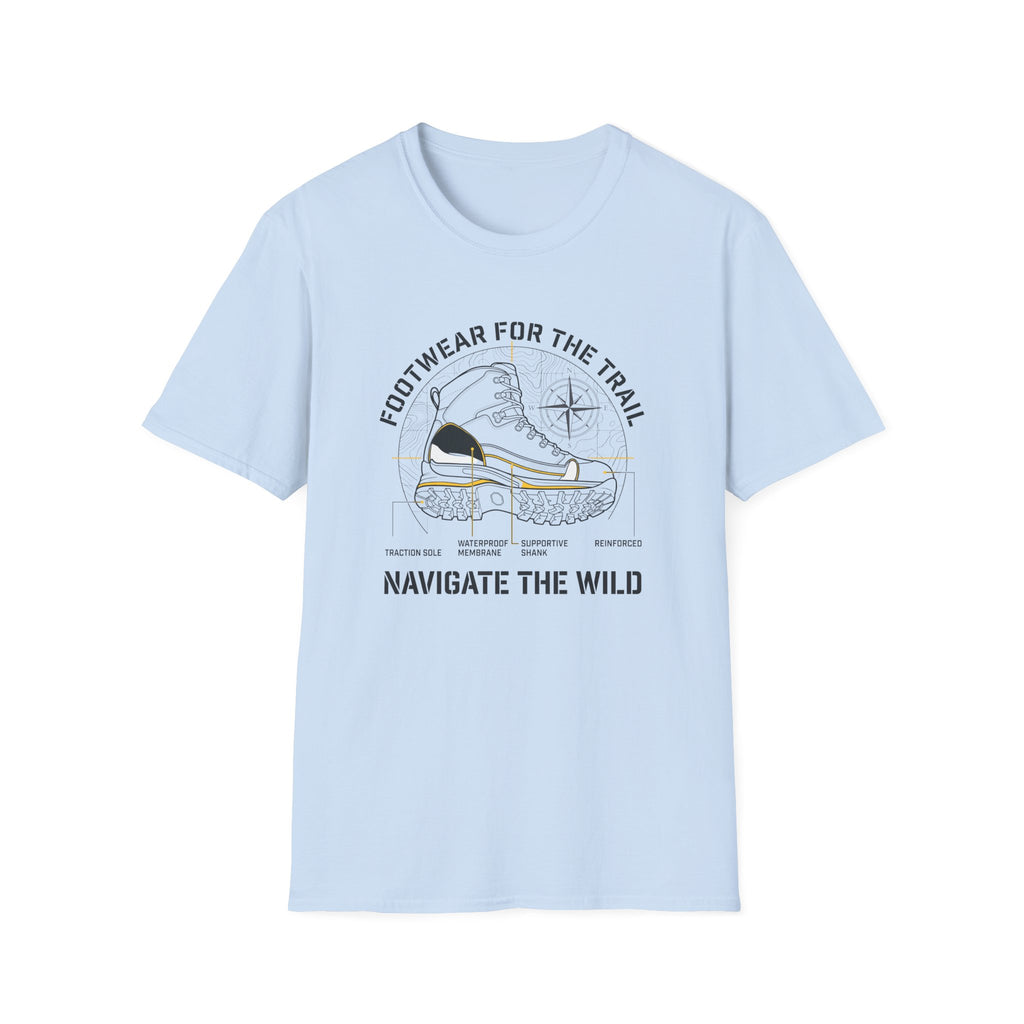 Footwear for the trail – Adventure Graphic Blue Print T-Shirt