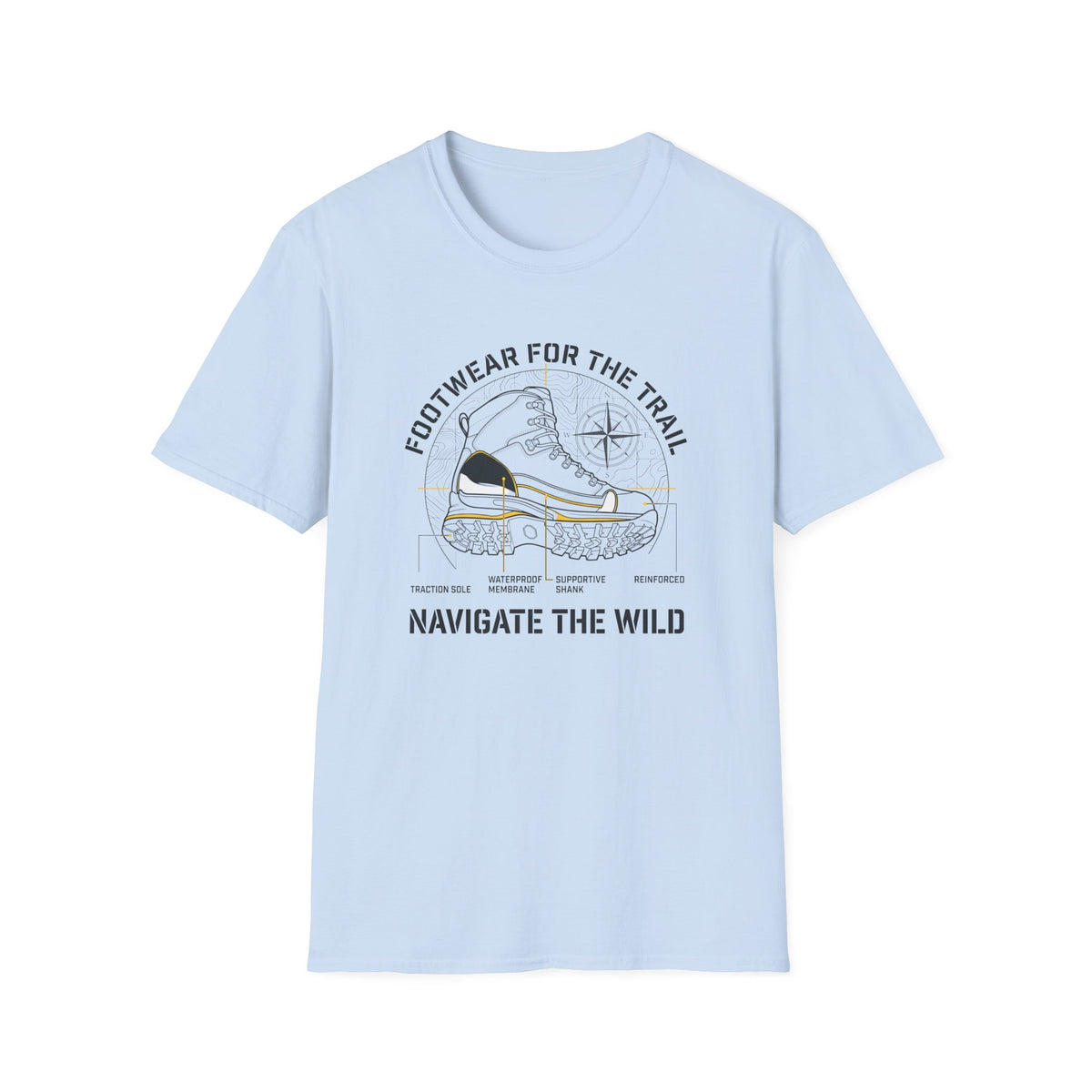 Footwear for the trail – Adventure Graphic Blue Print T-Shirt