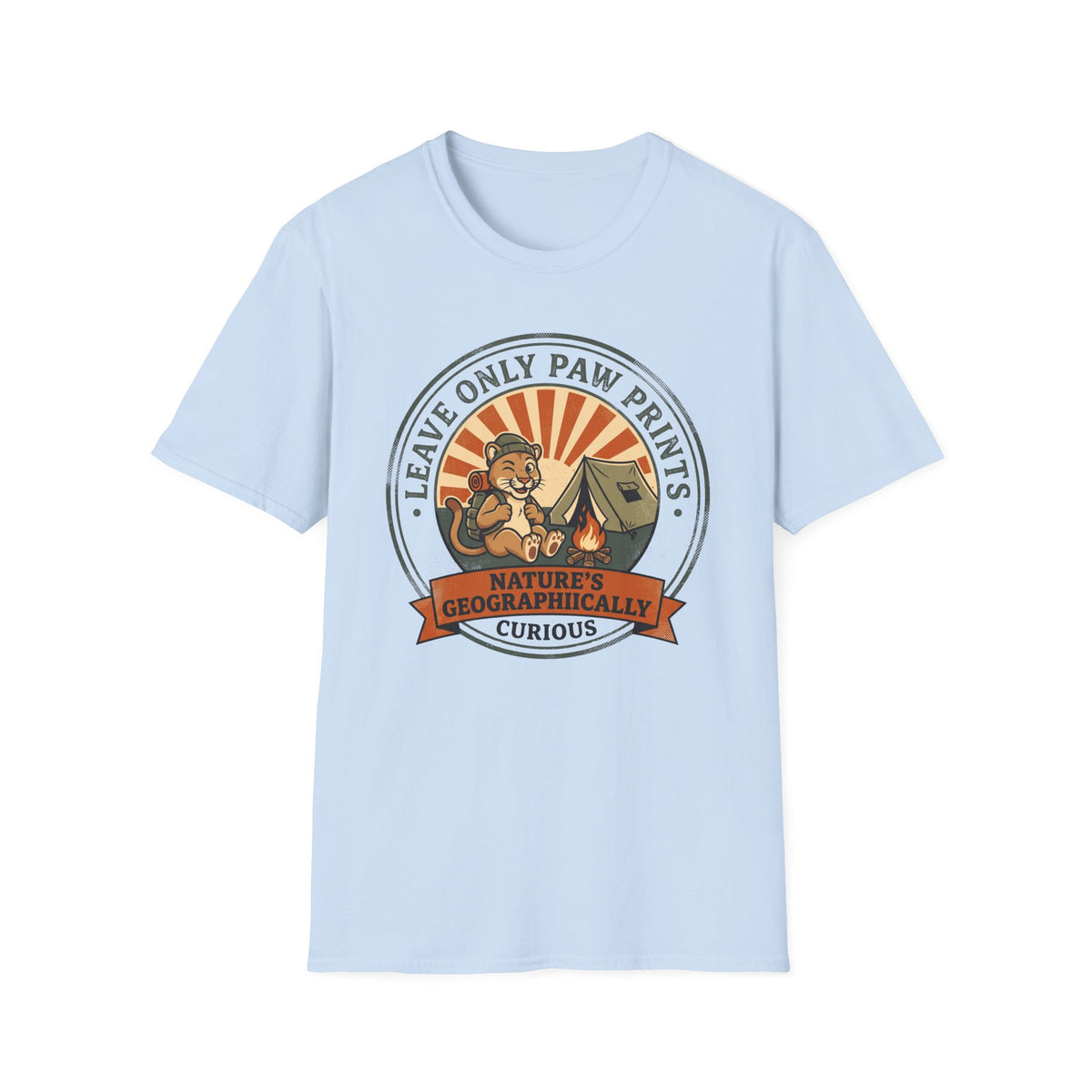 Leave only paw prints cougar – Adventure Graphic Cartoon Art T-Shirt