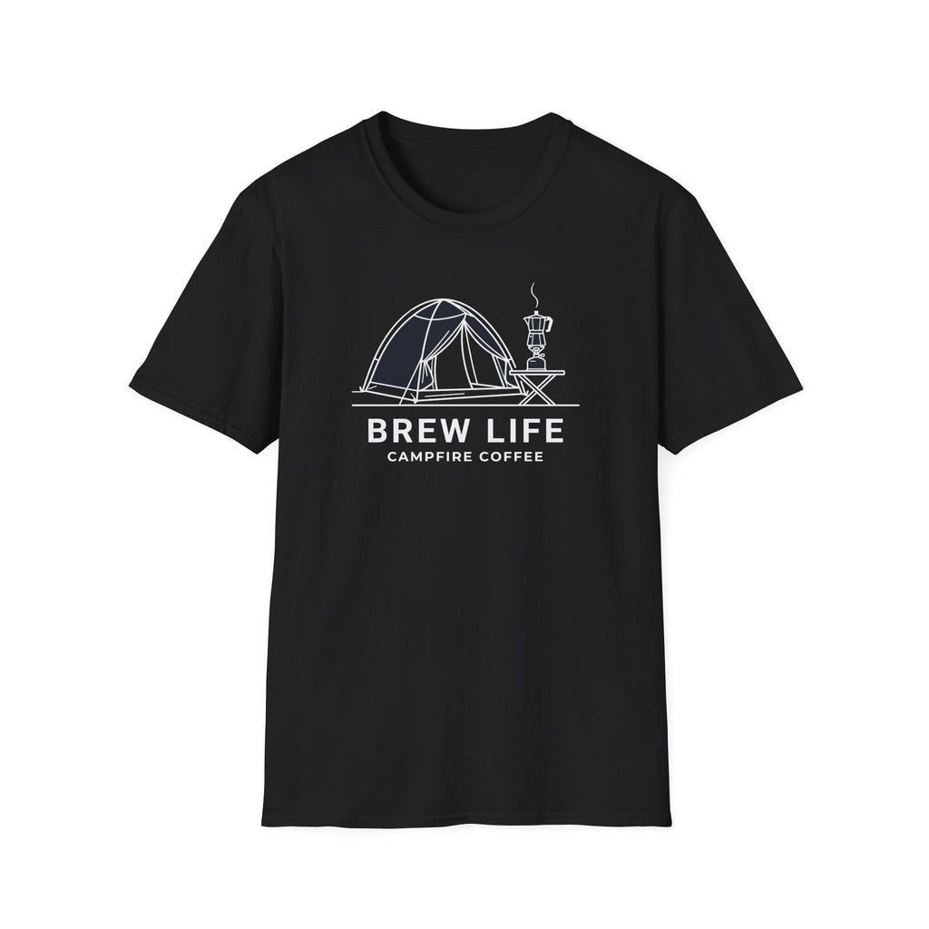 Brew life campfire coffee – Adventure Graphic Line Art T-Shirt
